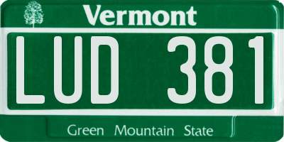 VT license plate LUD381