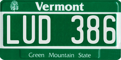 VT license plate LUD386