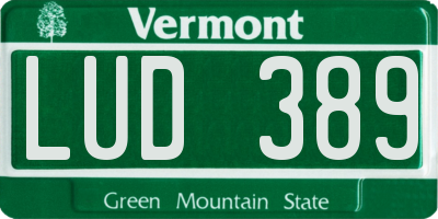 VT license plate LUD389