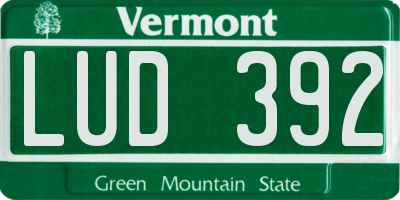 VT license plate LUD392