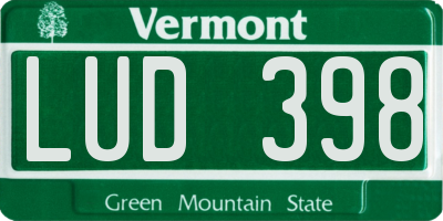 VT license plate LUD398