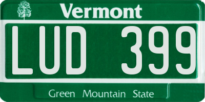 VT license plate LUD399