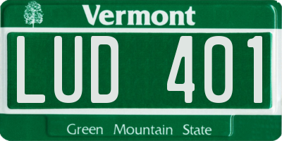 VT license plate LUD401