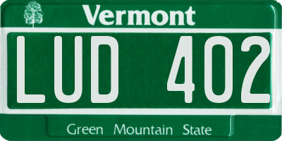 VT license plate LUD402