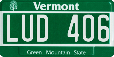 VT license plate LUD406