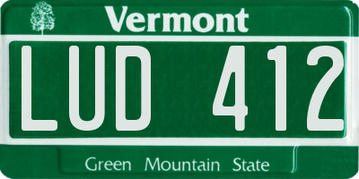 VT license plate LUD412