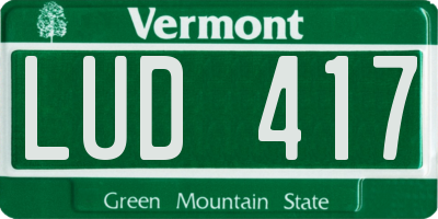 VT license plate LUD417