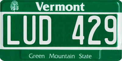 VT license plate LUD429