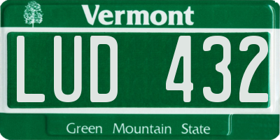 VT license plate LUD432