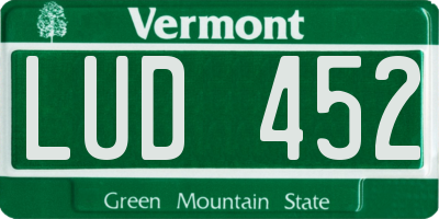 VT license plate LUD452