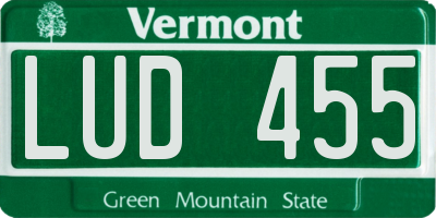 VT license plate LUD455
