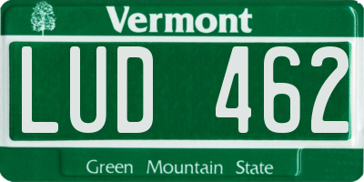 VT license plate LUD462