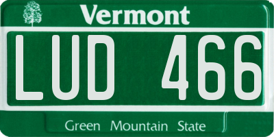 VT license plate LUD466