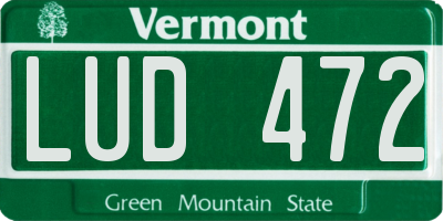 VT license plate LUD472