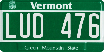 VT license plate LUD476