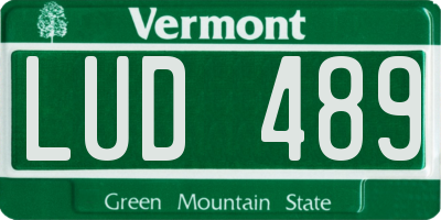 VT license plate LUD489