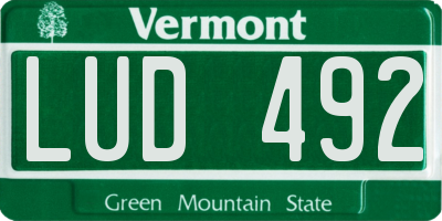 VT license plate LUD492