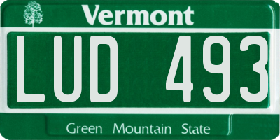 VT license plate LUD493