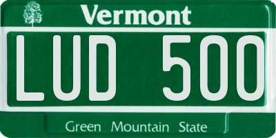 VT license plate LUD500