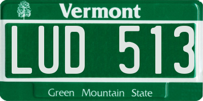 VT license plate LUD513