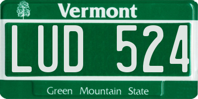 VT license plate LUD524