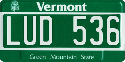 VT license plate LUD536