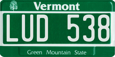 VT license plate LUD538