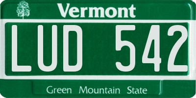VT license plate LUD542