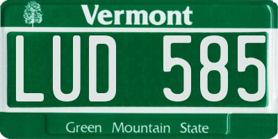 VT license plate LUD585