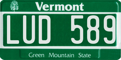 VT license plate LUD589