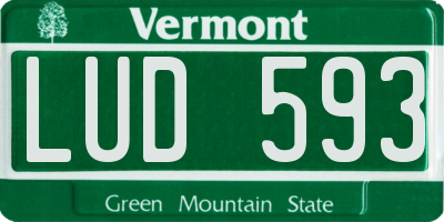 VT license plate LUD593