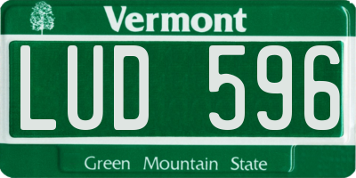 VT license plate LUD596