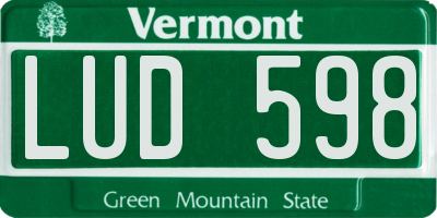 VT license plate LUD598