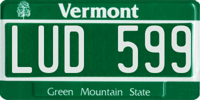 VT license plate LUD599