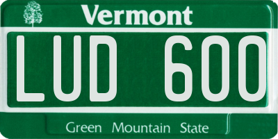 VT license plate LUD600