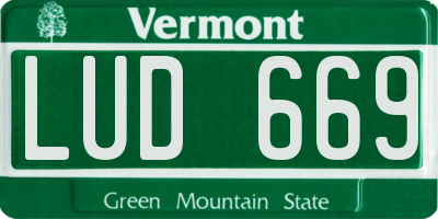 VT license plate LUD669