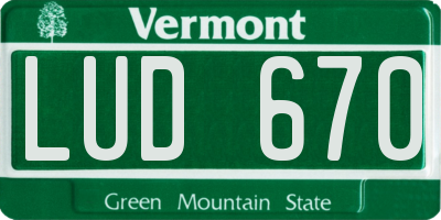 VT license plate LUD670