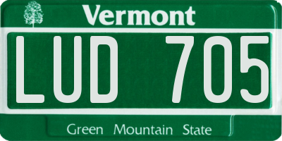 VT license plate LUD705