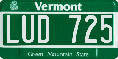 VT license plate LUD725