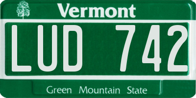 VT license plate LUD742