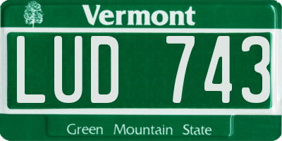 VT license plate LUD743