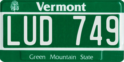 VT license plate LUD749