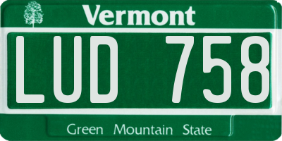 VT license plate LUD758