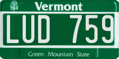 VT license plate LUD759