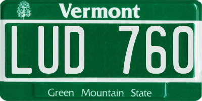 VT license plate LUD760