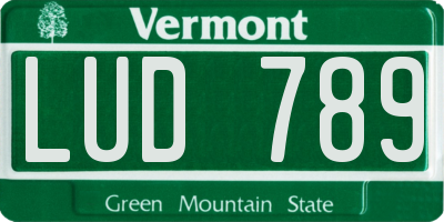 VT license plate LUD789