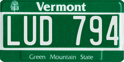 VT license plate LUD794
