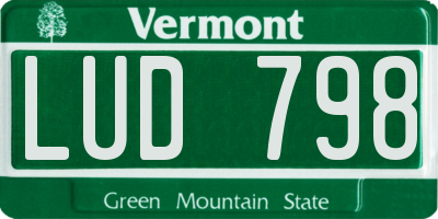 VT license plate LUD798