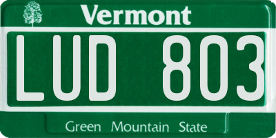 VT license plate LUD803