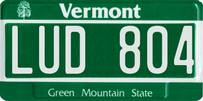 VT license plate LUD804